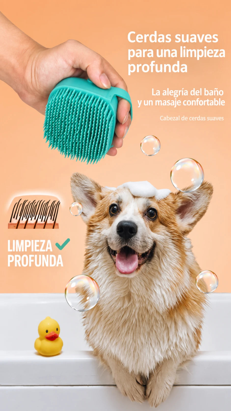Cepillo de Baño de Silicona para Mascotas